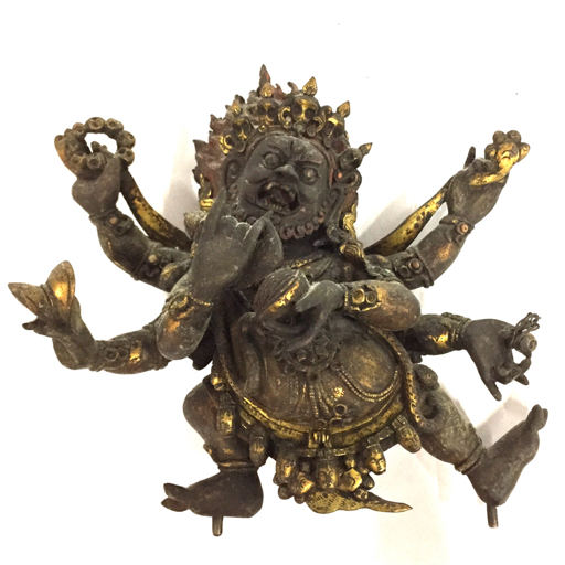 チベット仏教 マハーカーラ像 全高約18cm 置物 インテリア雑貨